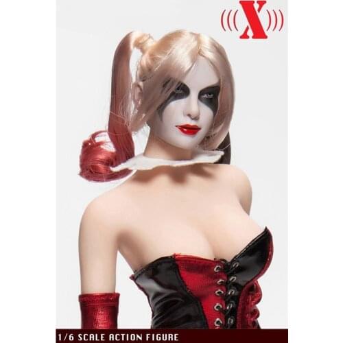 X-TOYS 1:6 X-013 suicide Harry Quinn female girl joker head carved clothing sets for 12'' Phicen TBL action figure accessory