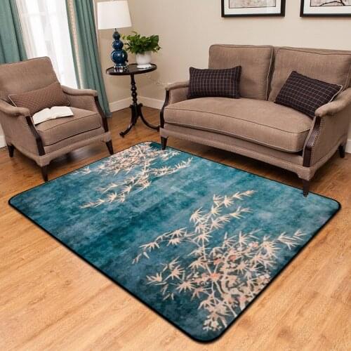 The latest Chinese living room carpet plum blossom orchid bamboo bedroom bedside carpet home decoration soft crystal Velvet Larg