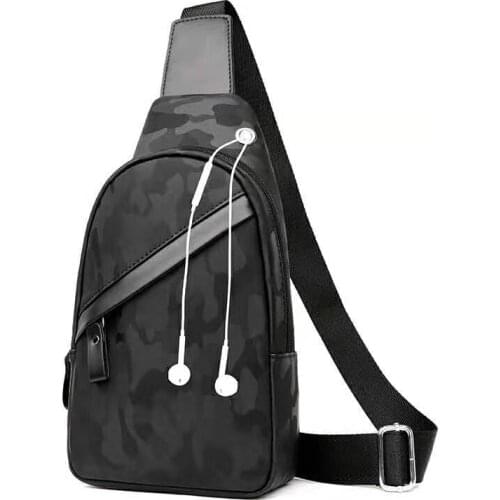 New Arrival PU Fashion Men Messenger Bags Multi-function Single Badge Chest Bag travel Bag with gift