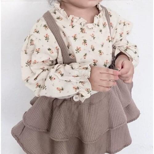 Baby Girls Clothes Outfits 2021 Babies Clothes Girl Sets Spring Autumn Linen Cotton Girls Floral Blouse Shirt Romper Dress