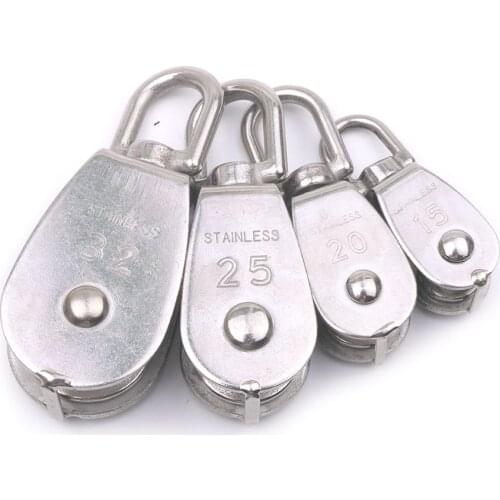 Stainless Steel Single Sheave Wheel Swivel Eye Rope Fixed Pulley Lifting Loading 35-250KG M15 M20 M25 M32