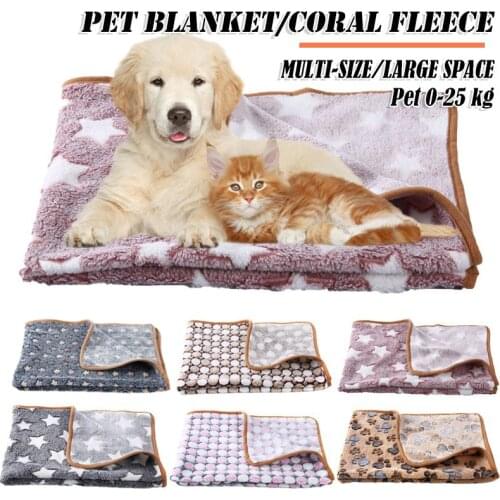 Autumn/winter pet blanket thick thermal insulation pet blanket printed double-sided pet nest pad 104x76CM pet blanket