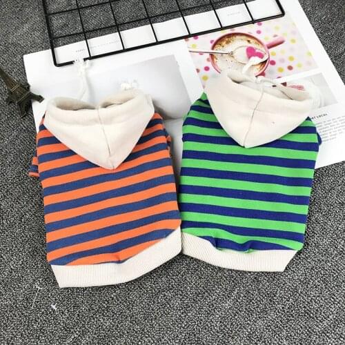 Striped Dog Hoodies Winter Pet Dog Clothes For Dogs Coat Cotton Pug French Bulldog Clothing For Small Dog Costume Pet Outfits