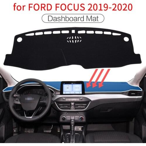 SMABEE Anti-Slip Dash Mat Dashmat Cover for Ford Focus 2019 2020 Accessories Dashboard Pad Sunscreen insulation Black Carpet