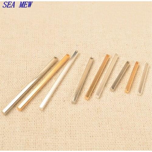 SEA MEW 100 PCS 20mm 30mm 40mm Rectangle Pendant 4 Colors Plated Earrings Accessories For Jewelry Making