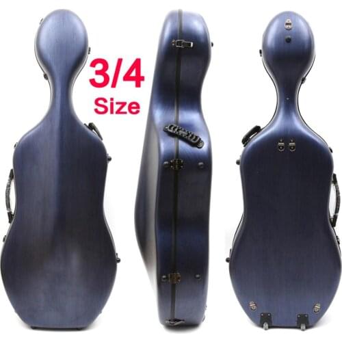 Advanced Blue 3/4 Cello Hard Case/Box Carbon Fiber Composite Strong Light