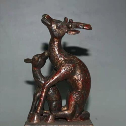 Rare Old Chinese Deer Mother and Child copper Seal