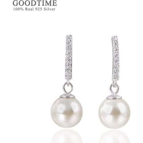 Fashion Earring For Women Pure 100% 925 Sterling Silver Pearl Jewelry Accessories Rhinestone Zircon Earrings For Wedding Party