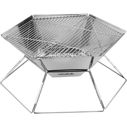 Folding Grill Stainless Steel Folding Portable Barbecue Campfire Grill Barbecue Accessories Home Furnace Outdoor Camping Picnic
