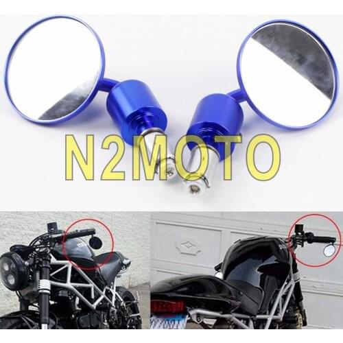 Universal 7/8" Round Bar End Rear Mirrors Motorcycle Motorbike Convex Rearview Mirror Side View Mirrors for Cafe Racer Chopper
