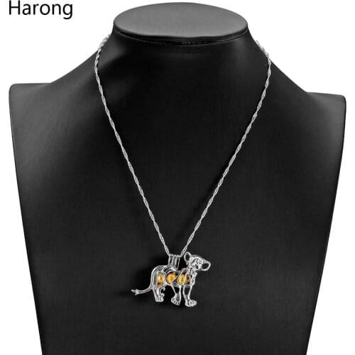 Animation Lion King Pearl Necklace Stainless Steel Quality Simba Beads Cage Pendant Necklace Jewelry For Kid Woman Accessories