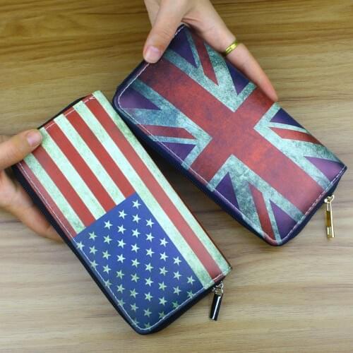 Women Wallets Lady Purses Retro UK Flag Pattern Moneybags Girls Handbag Coin Purse Long Clutch Wallet ID Cards Holder Burse Bags