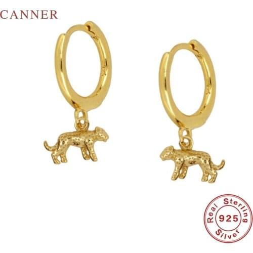 CANNER INS Wind Animal Cheetah Earrings Hoops 925 Sterling Silver Earrings For Women Silver Jewelry Earring Pendientes Brincos
