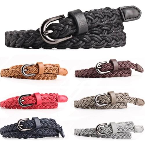 Womens Skinny Belts Braided Faux Leather Waist Belt Dress Jeans Waistband BLTYN0332