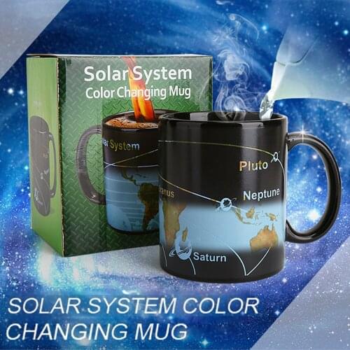 1pcs New Creative Planet Heat Sensitive Magic Color Changing Ceramic Mugs 330ml Coffee Milk Tea Cup Interesting Birthday Gift