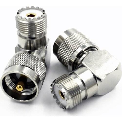 1PC new UHF male plug to UHF female jack SO239 RF coaxial right angle connector right angle nickel plated adapter wholesale