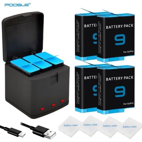 1800mAh Li-ion Batterie For GoPro Hero 9 Battery Charger box Go Pro Hero9 Black AHDBT-901 Storage Camera Accessory