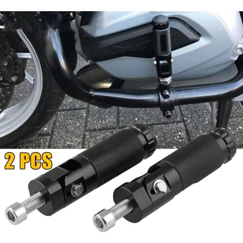 2pcs Black Sliver CNC Aluminum Universal Motorcycle Motor Bike Folding Footrests Footpegs Foot Rests Pegs Rear Pedals Set Parts
