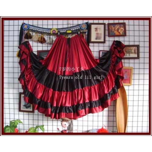 20Yard 4 Tiered Satin Skirt Belly Dance GYPSY Rock Tribal Flamenco 9EX11