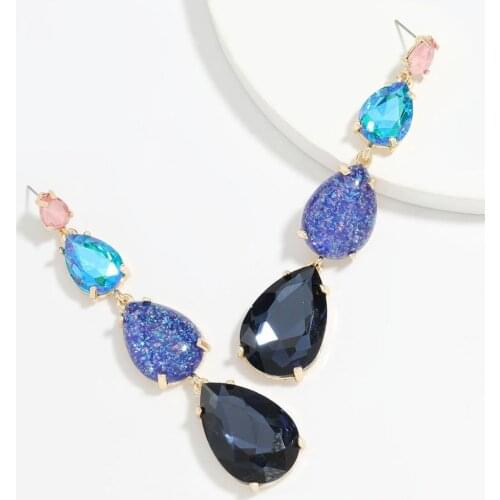 2020 new bohemian earrings ladies retro acrylic rhinestone earrings long tassel earrings pendant party jewelry