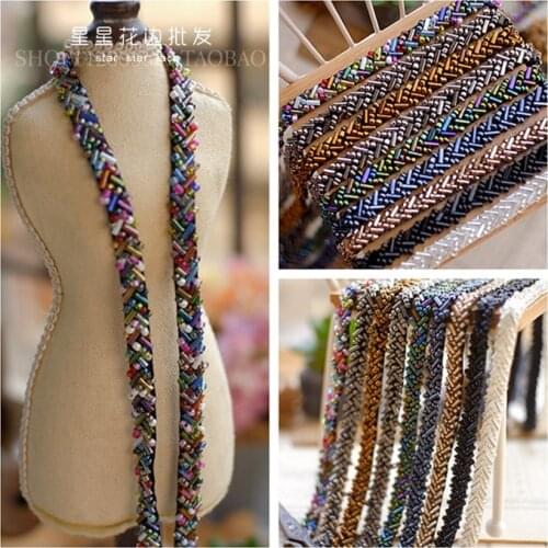 5Yards White Pearl Beaded Lace Trim 8mm DIY Hand-stitched Clothing Decoration Wedding Dress Collar Sleeve African Lace Applique