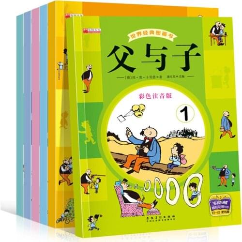 6pcs/set 2-8 Years Old Early Childhood Enlightenment Father and Son World Classic Comic Color Picture Childrens Books