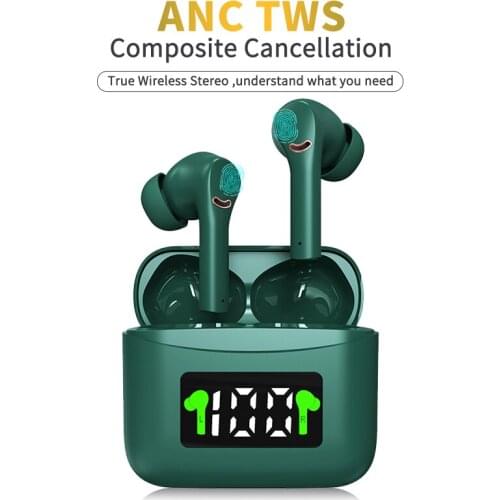 ANC Noise Canceling TWS Wireless Bluetooth Headset with Microphone HD Stereo Sports Waterproof Suitable for Iphone Huawei Xiaomi