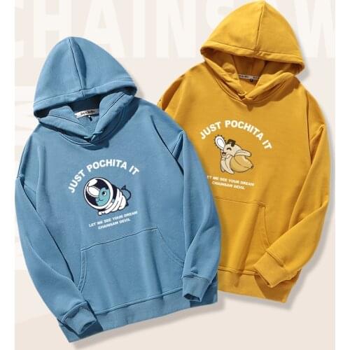 Anime Chainsaw Man Makima Pochita Denji Hooded Hoodie Sweatshirt Coat Cosplay Loose Spring Autumn Student Pullover Tops