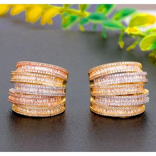 BrideTalk 5 Floors Twisted line Cubic Zircon Stacks Rings For Women Finger Beads Charm Big Ring Bohemian Wedding Jewelry 2021