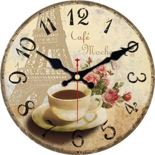 WONZOM Coffee Modern Style Wooden Cardboard Clock,Flowers Round Wall Clock for Home Decor Living Room No Ticking Sound 6-16 inch