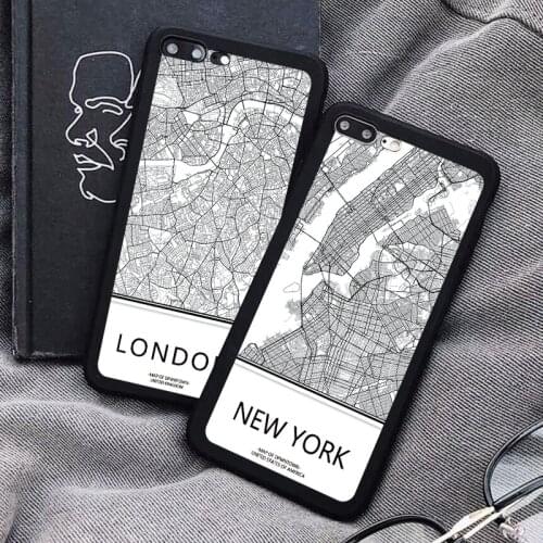 Ins Travel Country Sketch City Map phone case For iphone 12 8 7 6 6s 7 Plus 11 Pro max X XS Max Xr SE2020 black soft back Cover