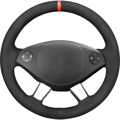 Black Suede Red Marker No-slip Car Steering Wheel Cover For Mercedes Benz W639 Viano 2010-2015 Vito 2010-2015 Valente 2012-2015