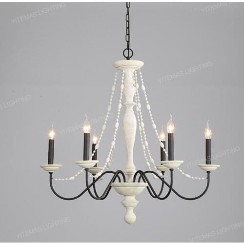 Living room Chandelier wooden kitchen light retro grey suspension lamp vintage white dining room chandelier rustic hanging light