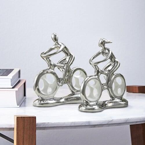 European Fashion Bicycle Couple Ceramic Accessories Home Livingroom Figurines Crafts Office Desktop Ornaments Decor Wedding Gift