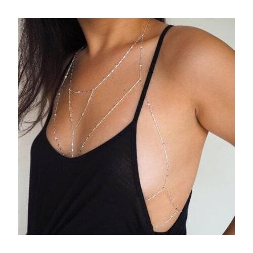 Ornament Europe Creative Paragraph Body Chain Necklace Retro Copper Beads Chest Necklace Clavicle Chain Ornament Ornament
