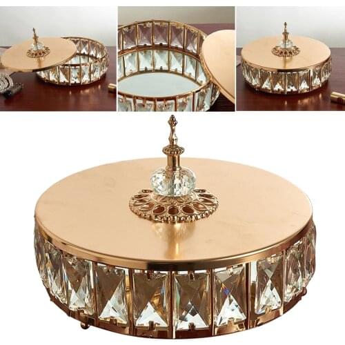 Crystal Mirror Tray Silver Gold Trinket Makeup Display Cosmetic Food Organizer