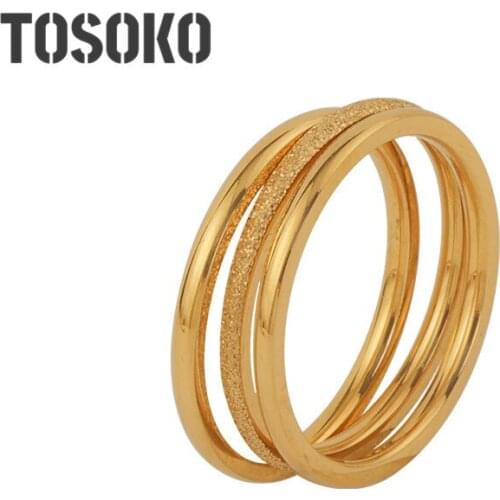 TOSOKO Stainless Steel Frosted Ring Three Rring Detachable Ring Female Fashion Jewelry BSA106