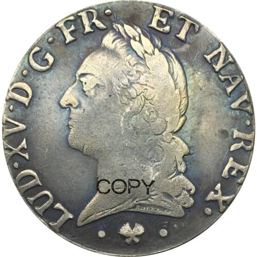 France Louis XV 1 Ecu 1774 L Plated Silver Copy Coins