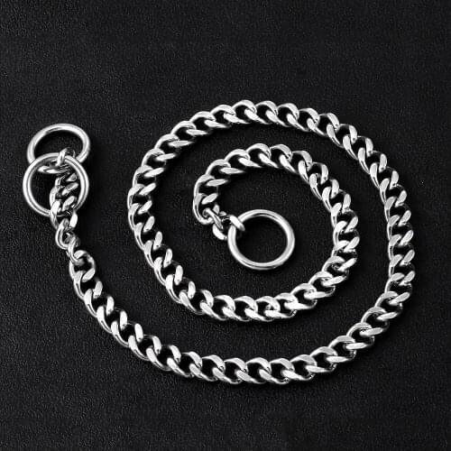 Metal Stainless Steel Dog Chain Collar Double Row Chrome Plated Training Show Collar Adjustable Safety Control Pet Accessories