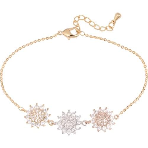 Sweet Womens Fashion Brass Bracelet Classical 3 Color Heart-shaped Zircon Bracelet Romatic Hand Chain Jewelry Accessory Gifta