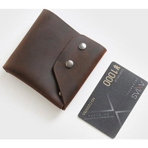 Genuine Leather Men Wallets Handmade Vintage Male Purse Short Hasp Young Students Wallets Minimalist Chic Money Bag