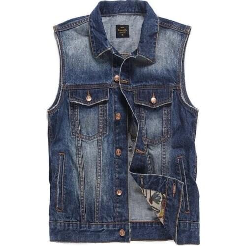 2019 New Arrival Mens Denim Vest Jeans Vest Men Cowboy Vest Denim Sleeveless Patchwork Jacket For Men