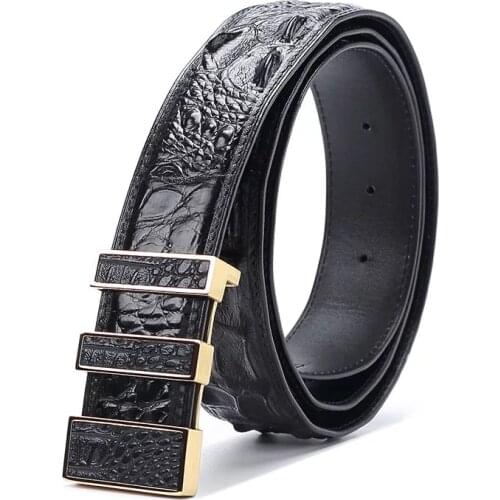 Business Designer Real Alligator Scales Skin Men Waist Strap For Suits Metal Pin Buckle Genuine Crocodile leather Male Belts