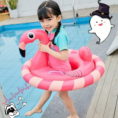 Lovely Cartoon Animal Inflatable Swimming Ring Children Pool Protector Flamingo Cute Dog Floating Seat Kids Summer Toys Gift