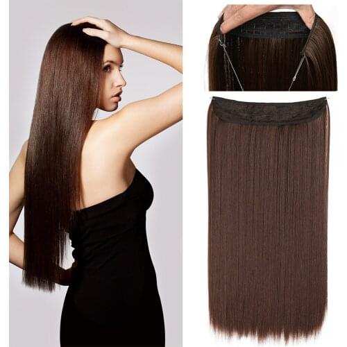 Halo Hair Extension Straight Secret Wire Natural Hidden Wire Synthetic Hair Adjustable Transparent Wire No Clip One Piece Hair