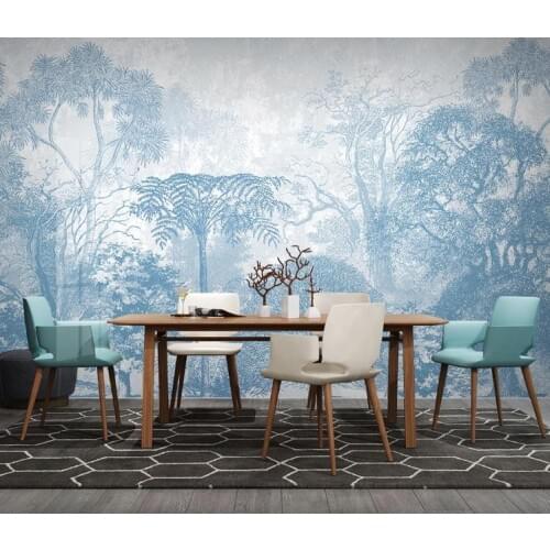 Custom Wallpaper Nordic hand painted forest woods modern minimalist TV Sofa bedroom mural wall living room 3d Wallpaper