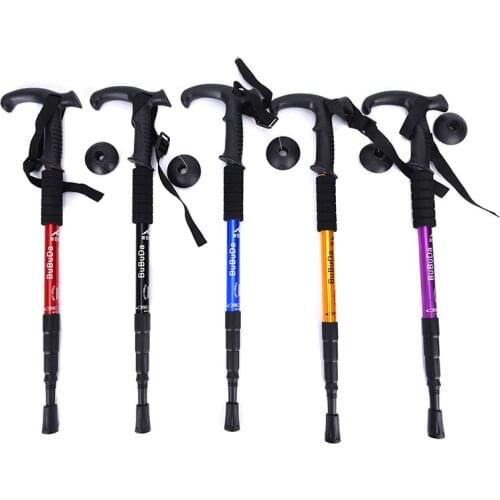 Anti Shock Nordic Walking Poles Sticks Telescopic Trekking Hiking Folding Walking Stick Canes with Rubber Tips Protectors