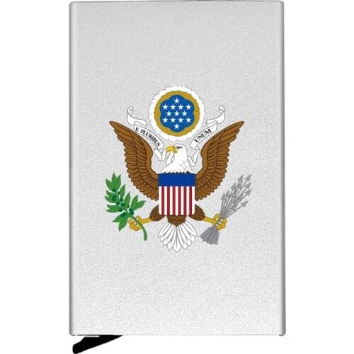 Personalized Metal Men Women Credit Card Holder High Quality Great Seal of the United States Travel ID Case Rfid Wallet