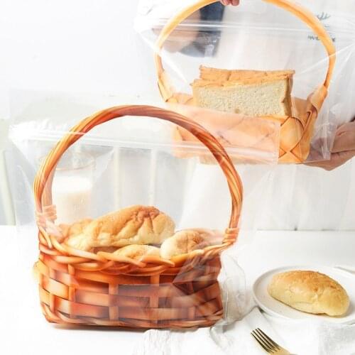 Transparent Bread Takeaway Bag Waterproof Biscuits Ziplink Sushi Snacks Bag Dried Fruit Food Storage Bag Creative Basket Shape