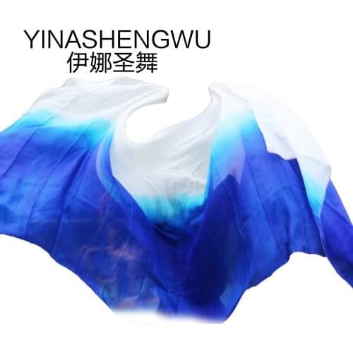 Belly Dance Props Women Belly Dance Silk Veils Belly Dance Veil For Girls Belly Dance Silk Veils white+royal blue